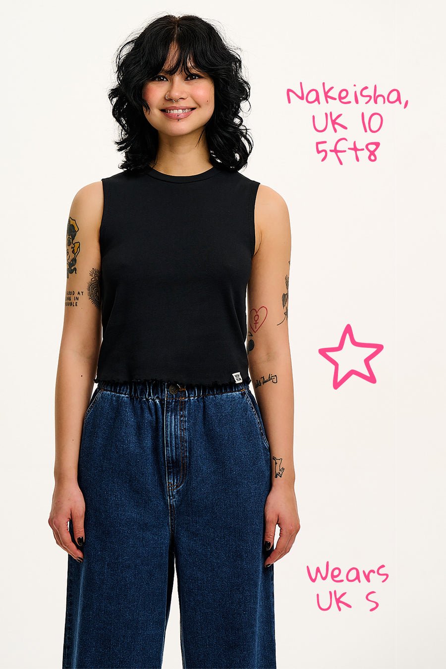 Etta - Sleeveless Cotton Tee in Black - Image 2