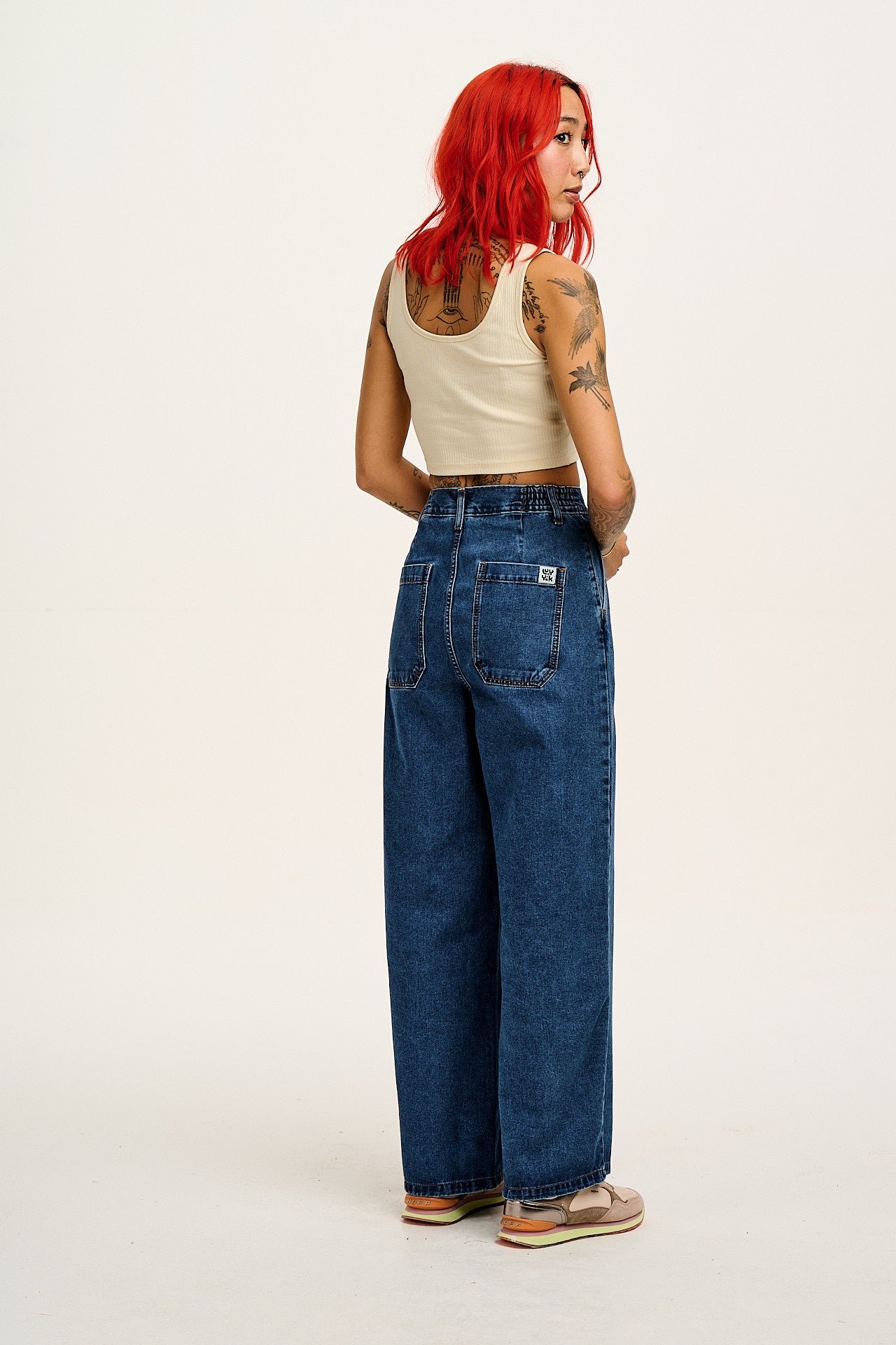 Cole - Wide Leg Denim Jeans in Mid Wash Blue - Image 9