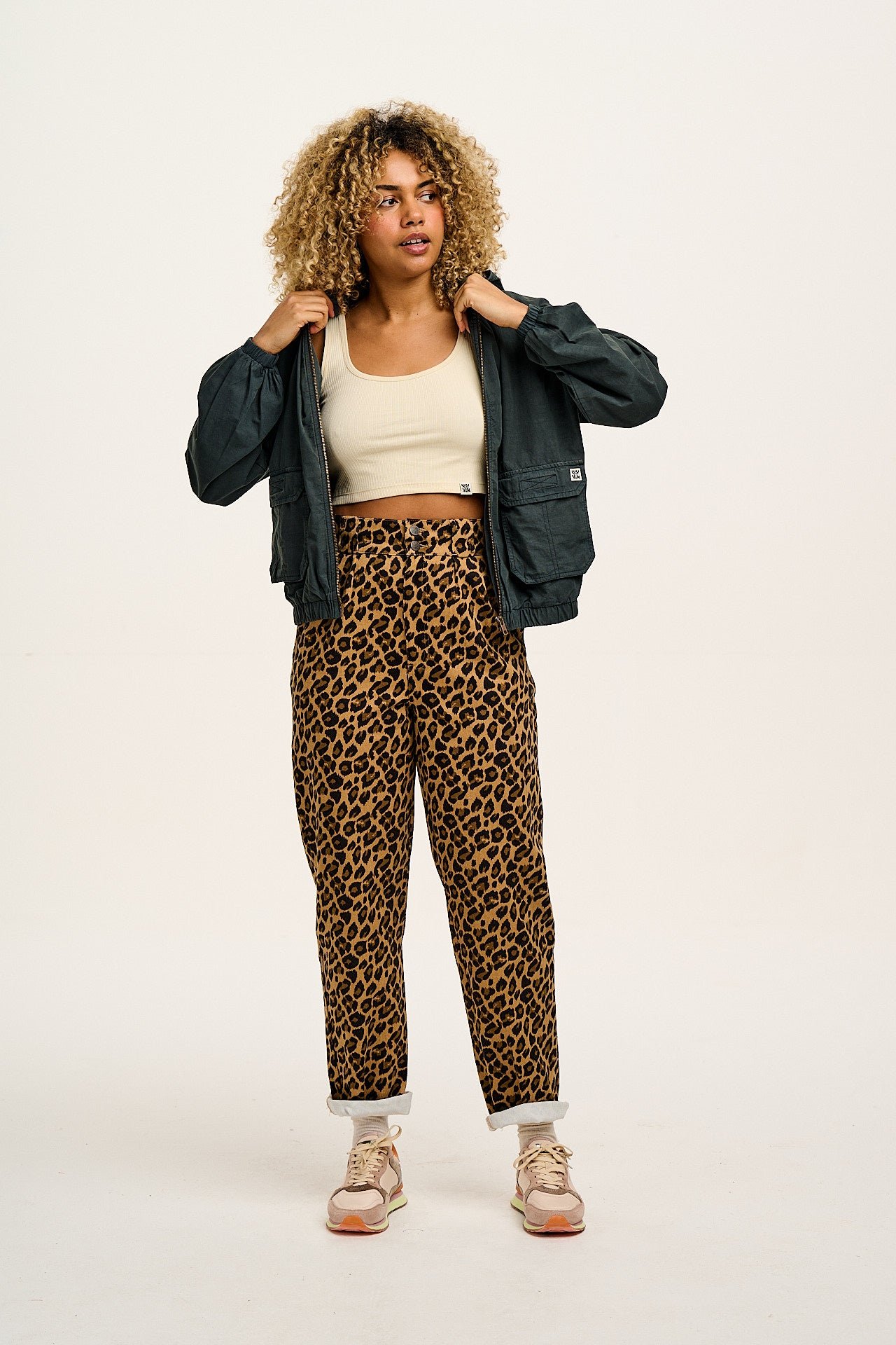 Addison - Cotton Jeans in Leopard Print