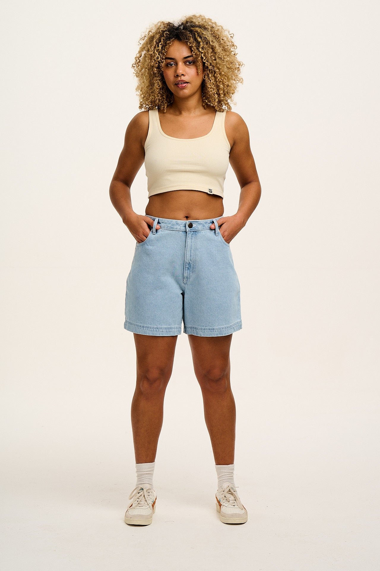 Lexi - High Waist Denim Shorts in Light Wash Blue - Image 4