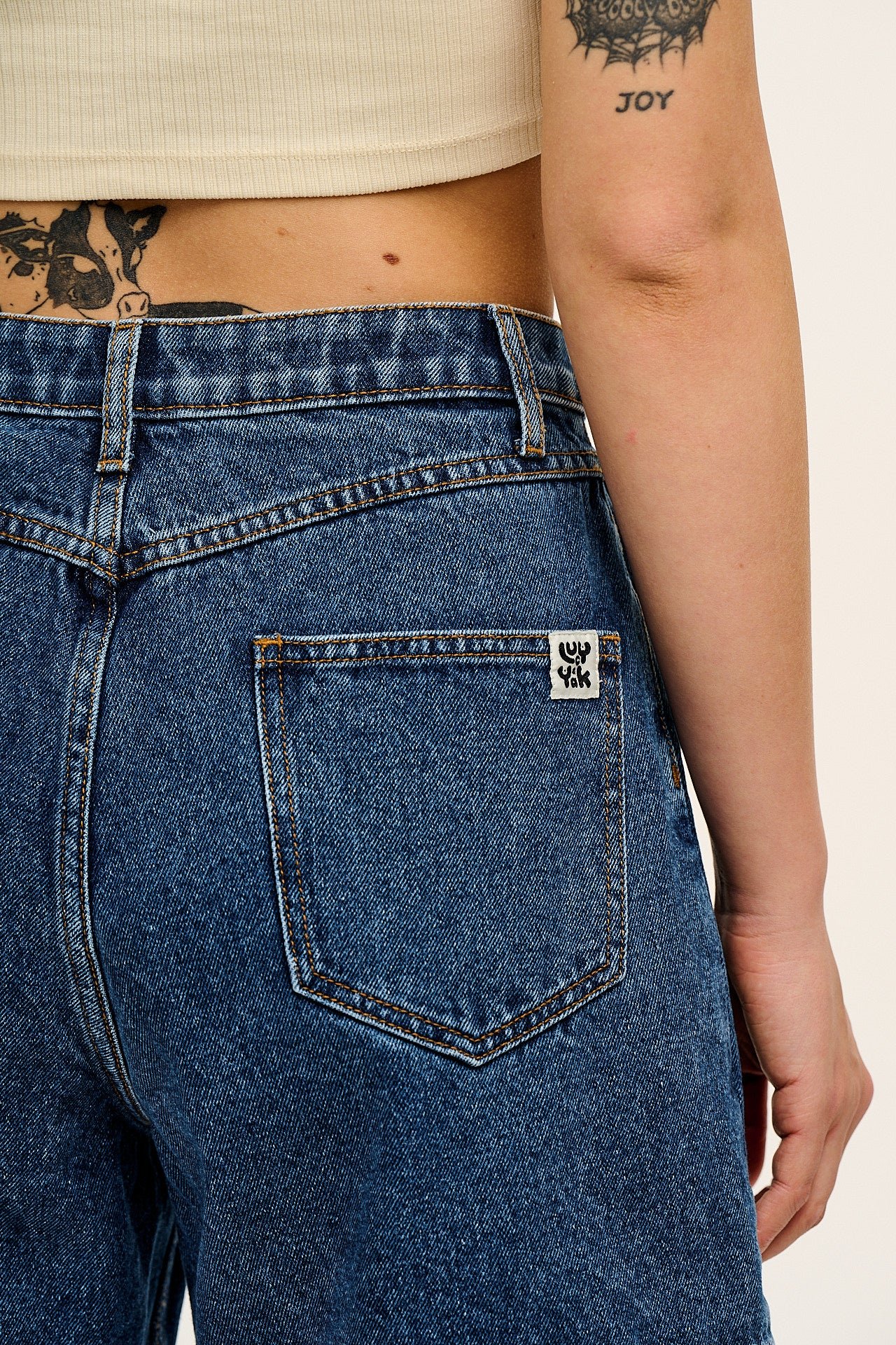 Lexi - High Waist Denim Shorts in Mid Wash Blue - Image 5