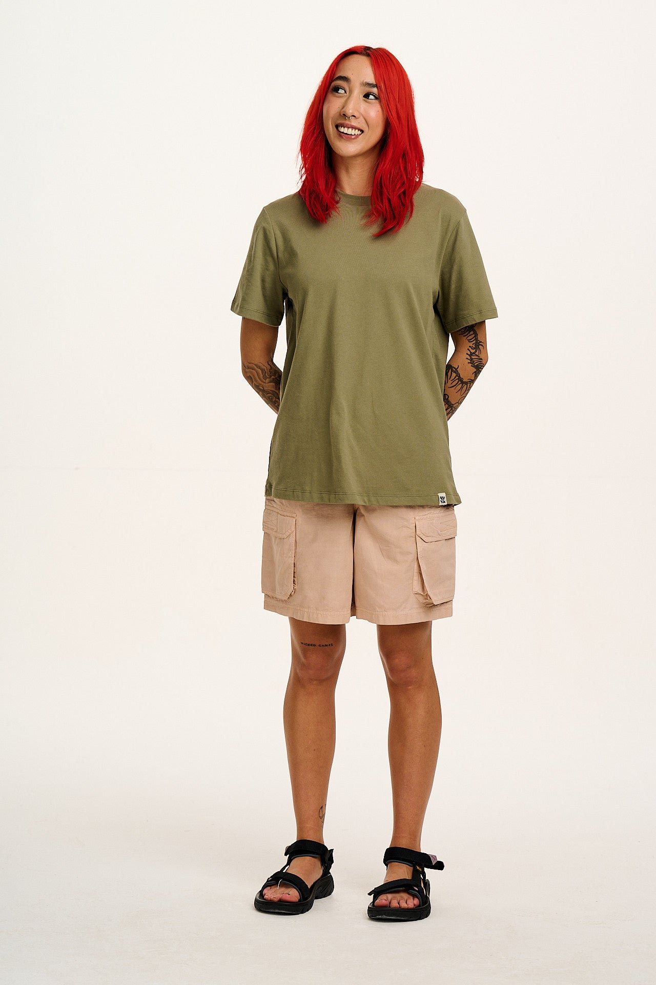 Denver - Cotton Tee in Khaki - Image 13