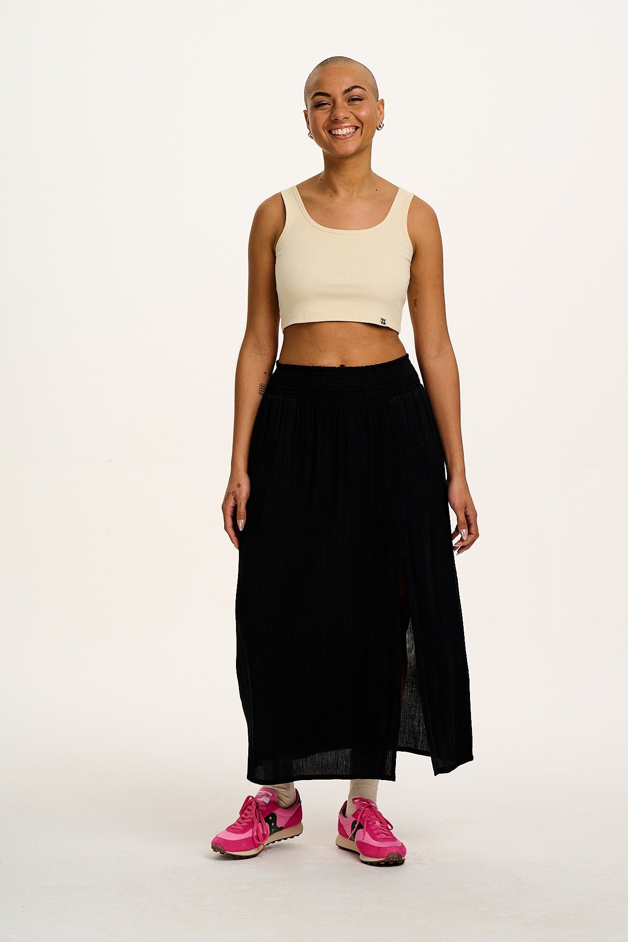 Poppy - Elasticated Waist Skirt in Black - Image 5