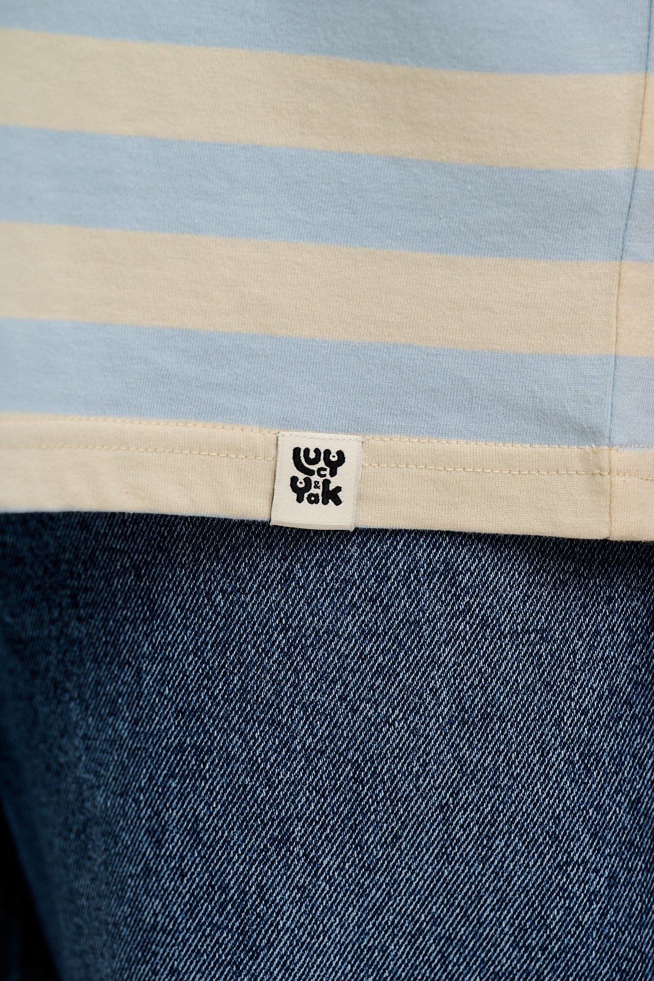 Benny - Oversized Cotton Tee in White & Blue Stripe - Image 6