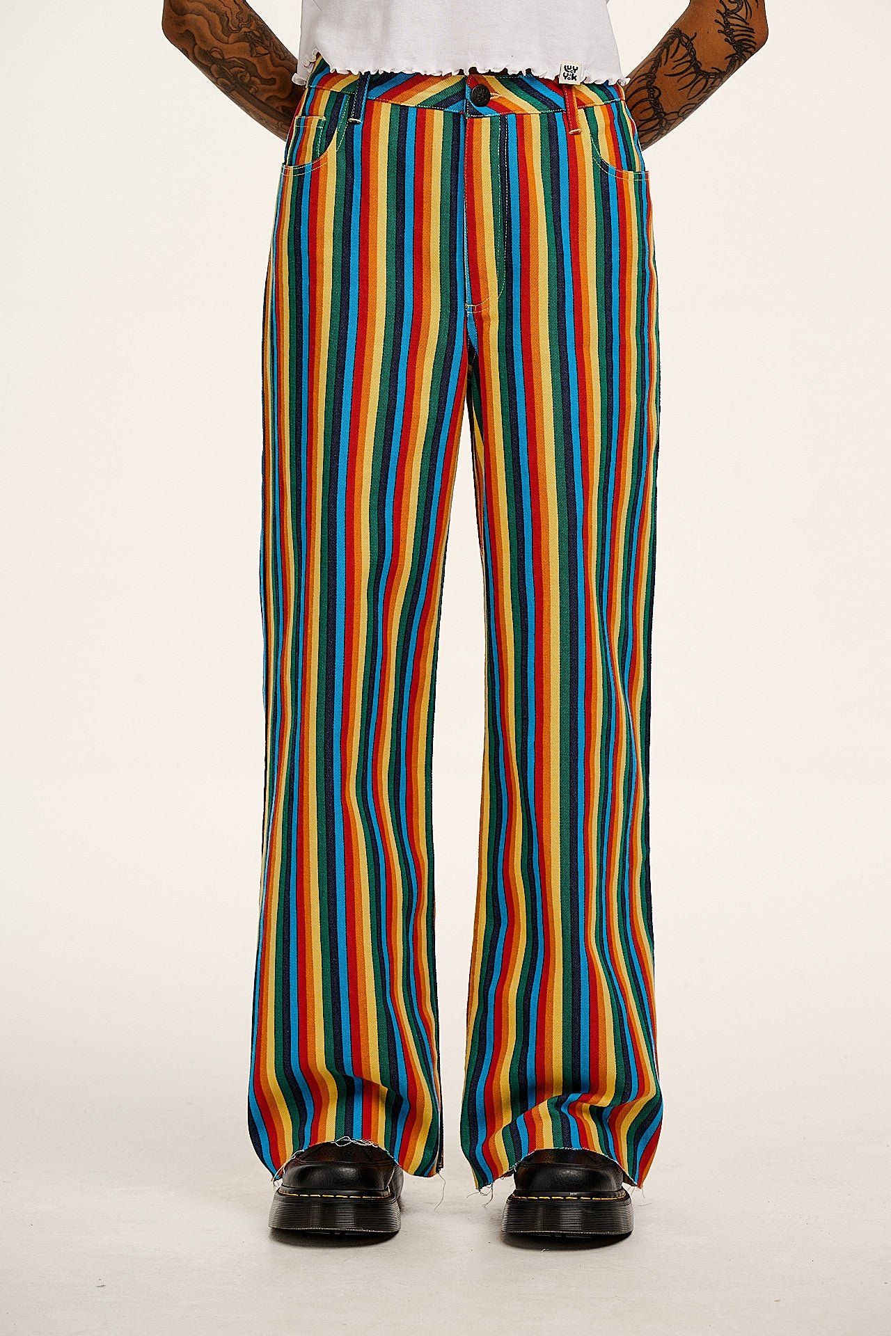 Carter - High Waisted Jeans in Rainbow Print - Image 2