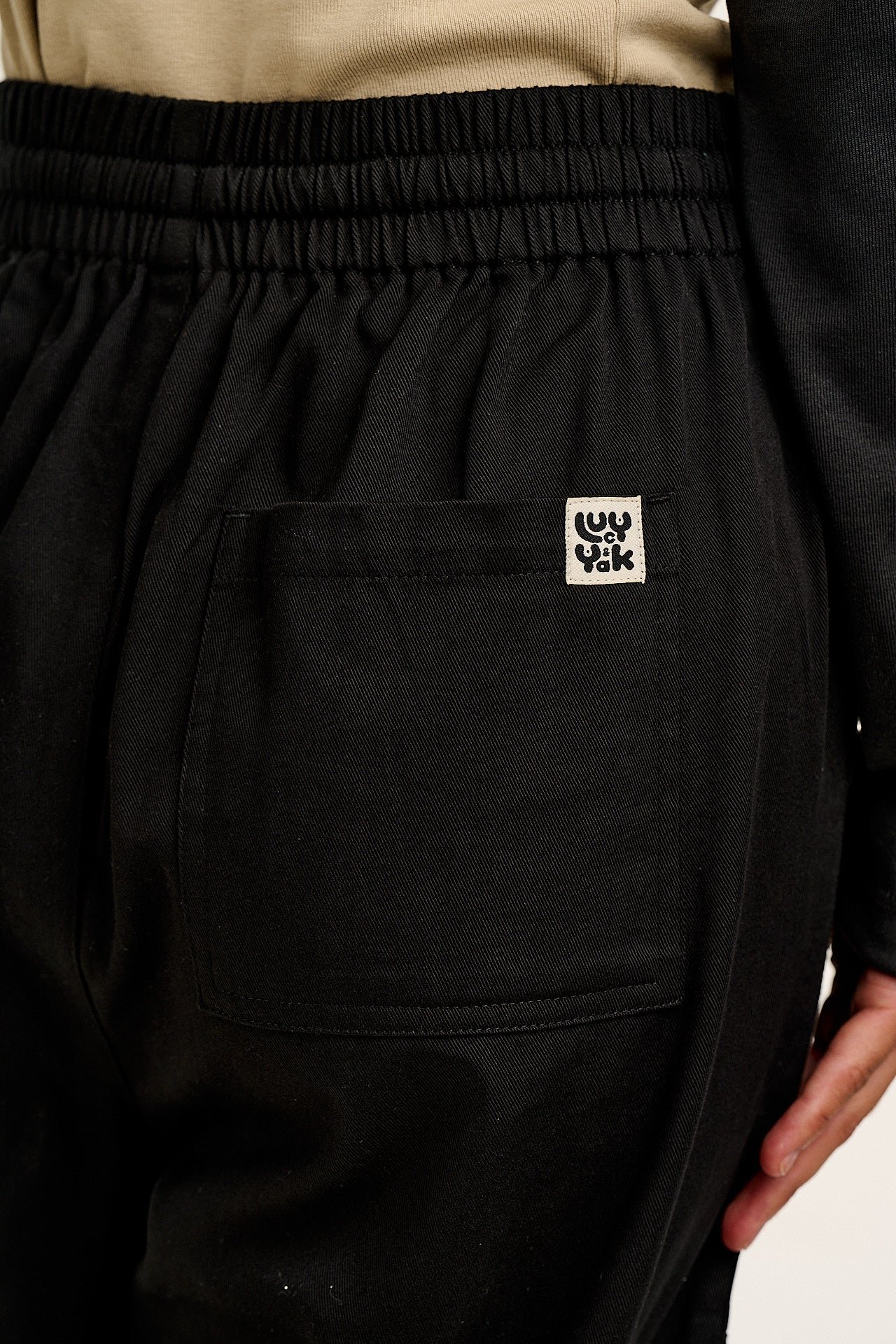 Chuck - Wide Leg Cotton Trousers in Black - Image 3