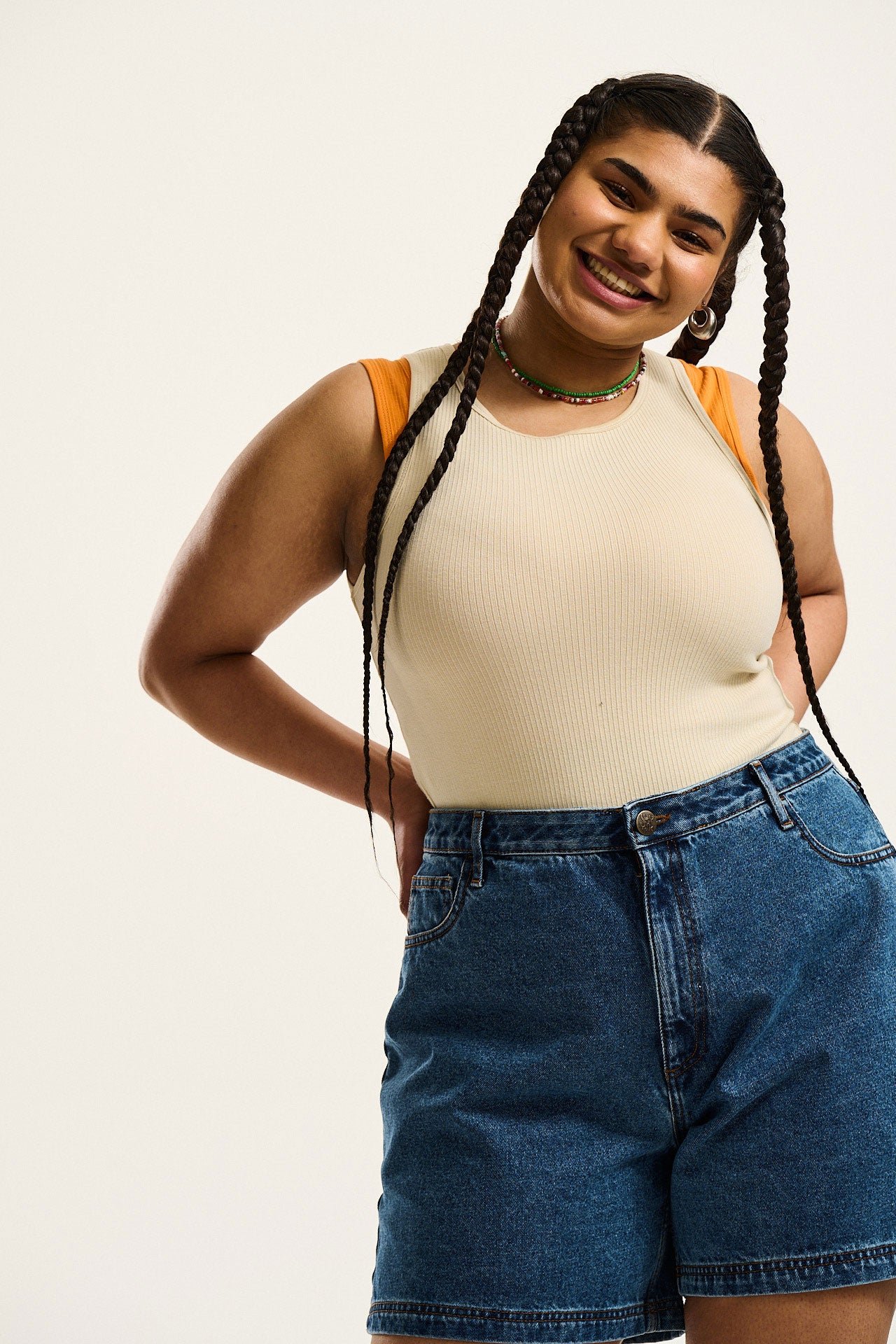 Lexi - High Waist Denim Shorts in Mid Wash Blue - Image 10