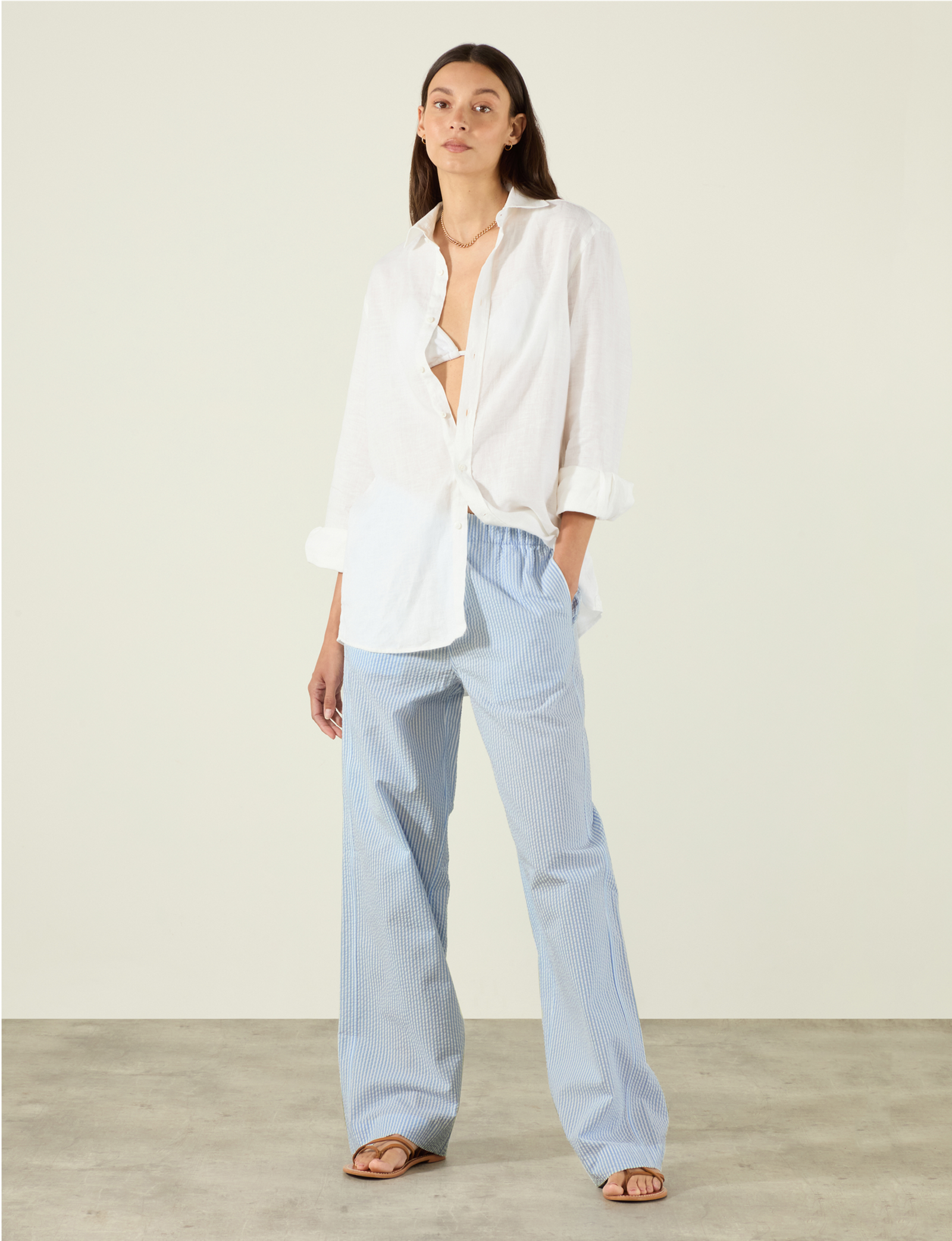 The Palazzo: Seersucker, Rain Blue Stripe