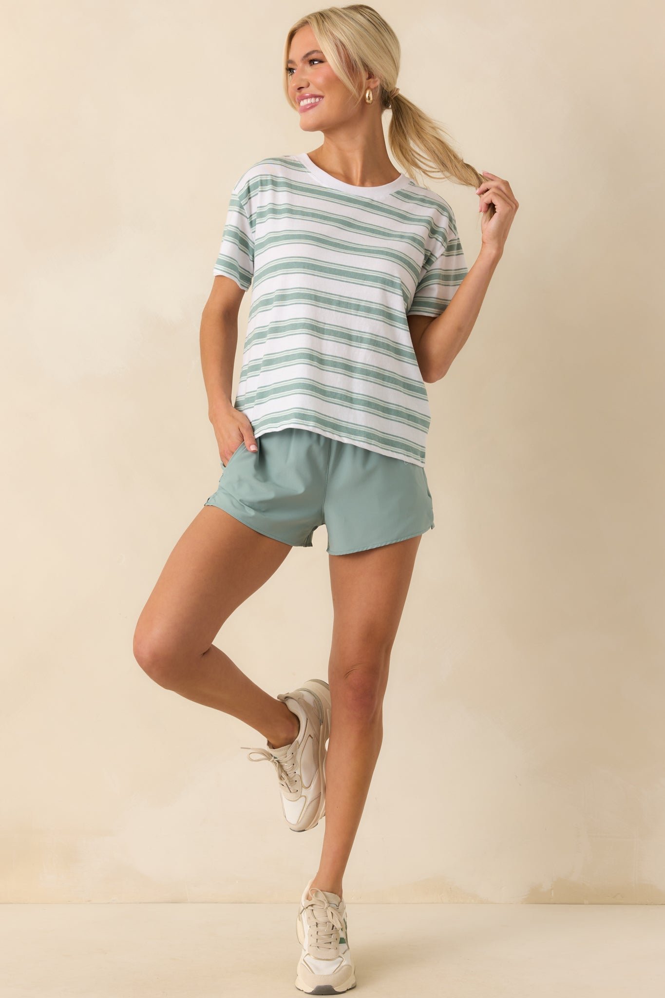 Z Supply Light Sage Shorty Airlite Shorts