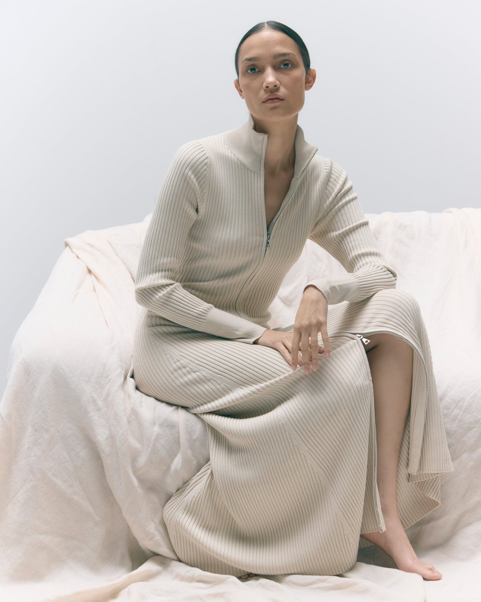 Janne Ribbed Two-Way Zip Sweater Dress - Image 6