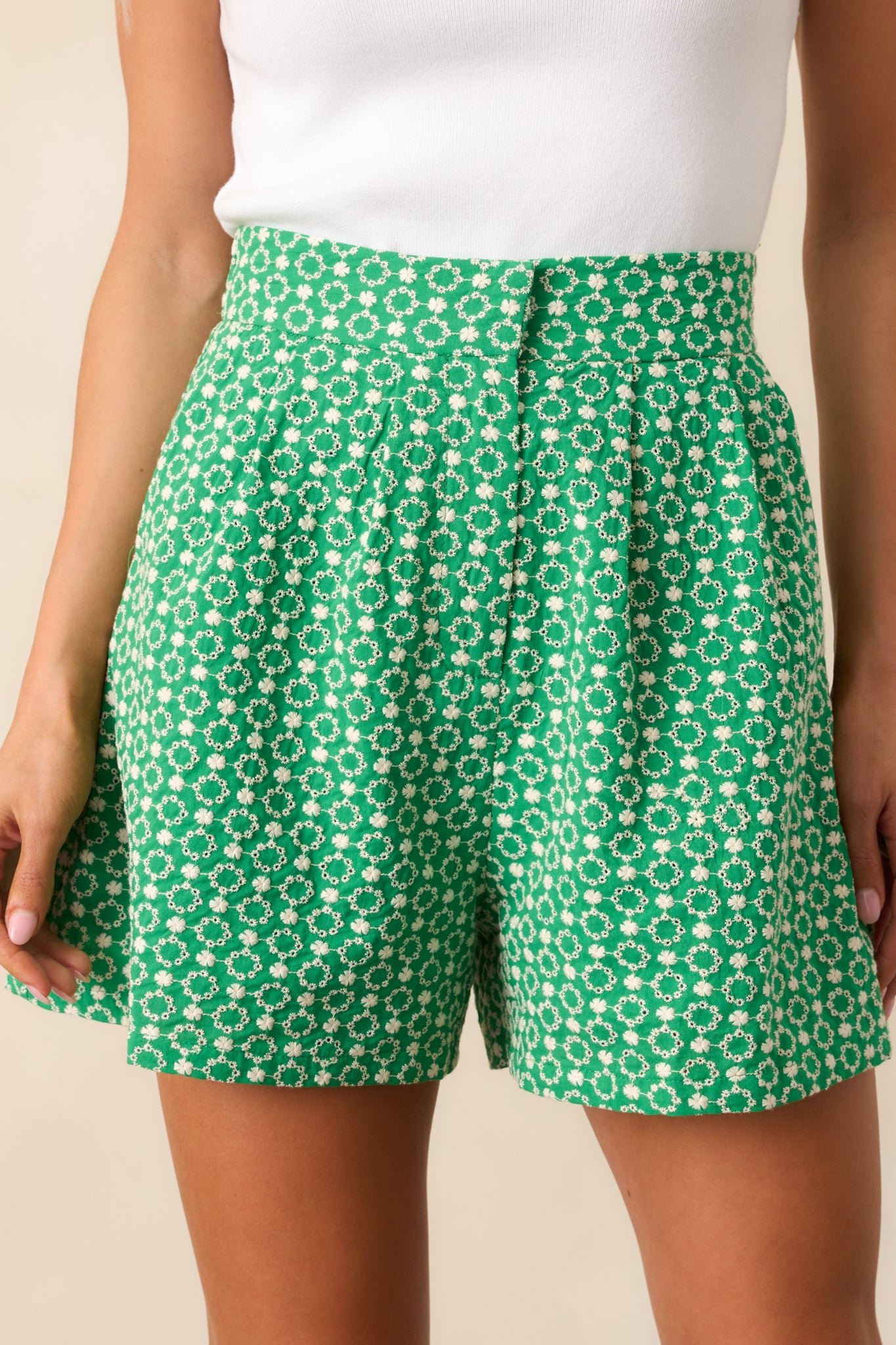 Colleen Meadow Green Cotton Classic Shorts
