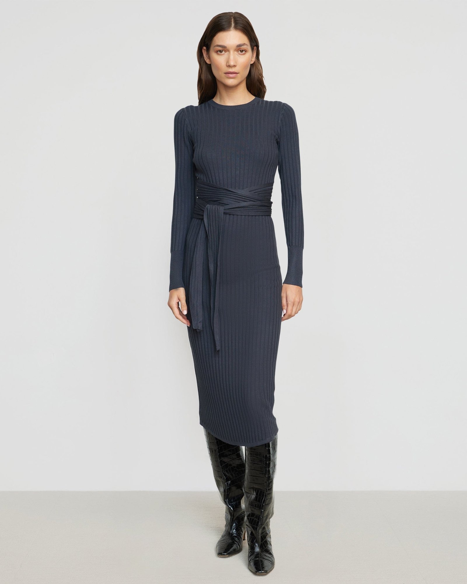 Carmen Tie-Front Ribbed Dress - Image 2