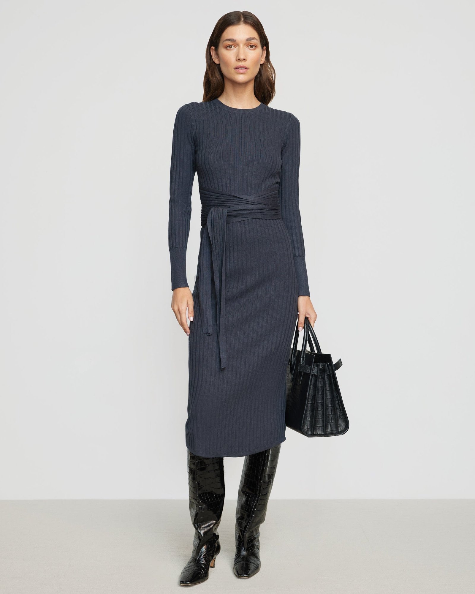Carmen Tie-Front Ribbed Dress - Image 4
