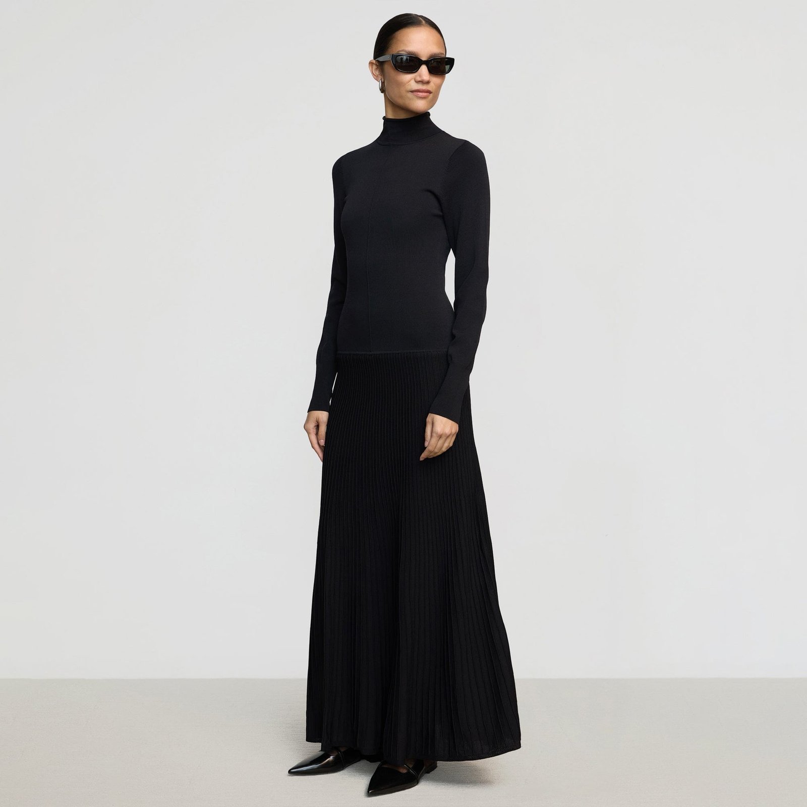 Chandra Ottoman-Knit Long-Sleeve Dress