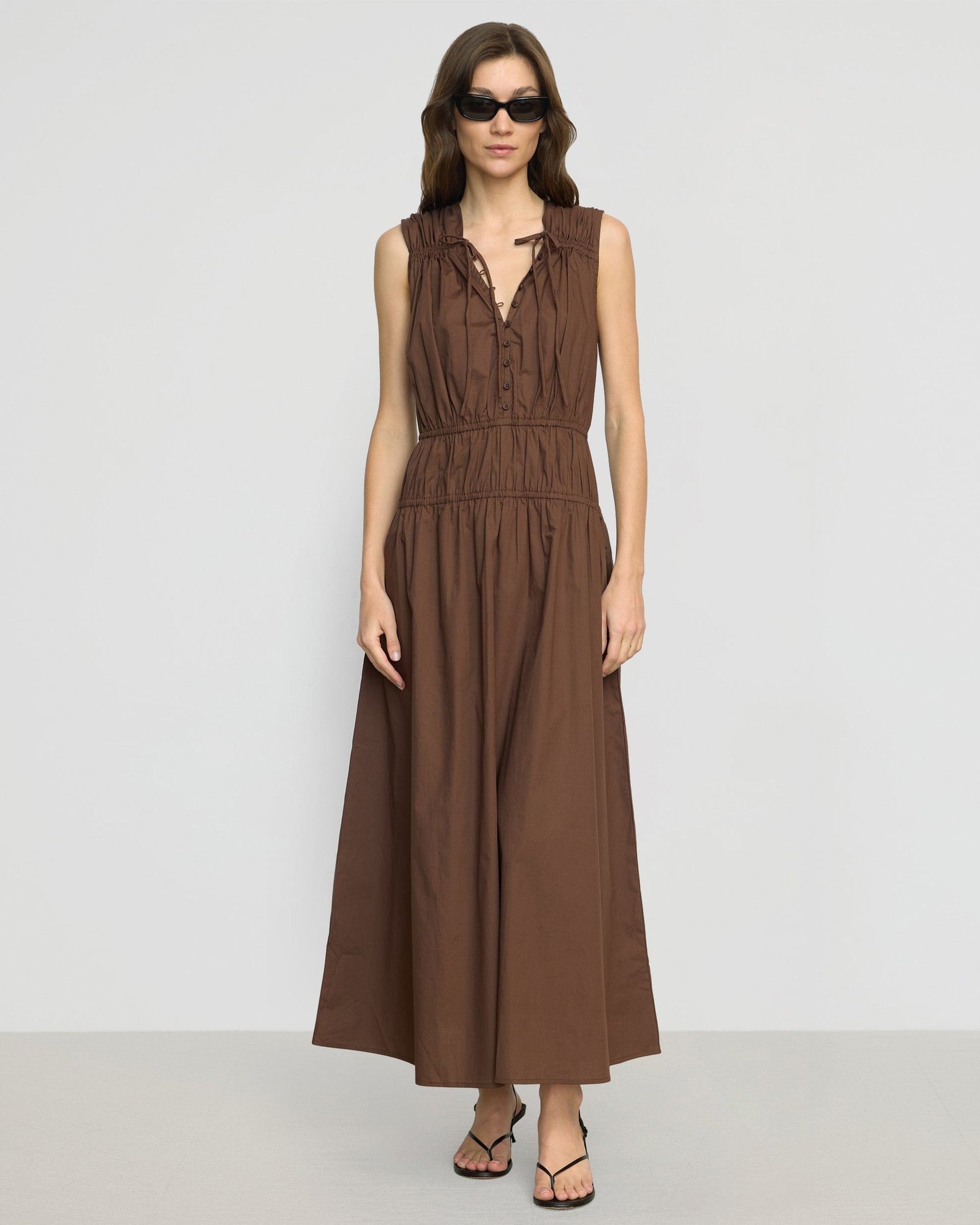 Iga Gathered Organic Cotton Maxi Dress - Image 2