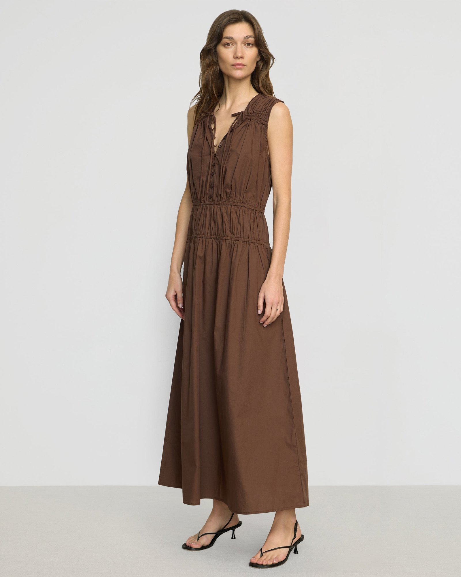 Iga Gathered Organic Cotton Maxi Dress - Image 4