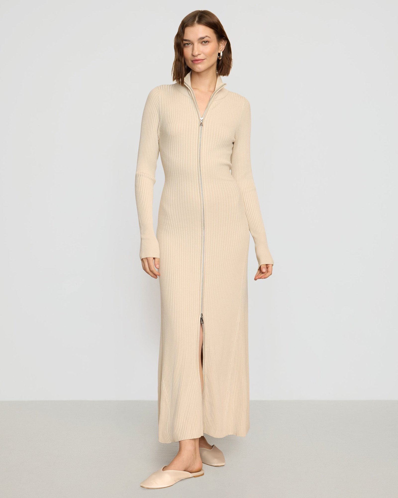 Janne Ribbed Two-Way Zip Sweater Dress - Image 2