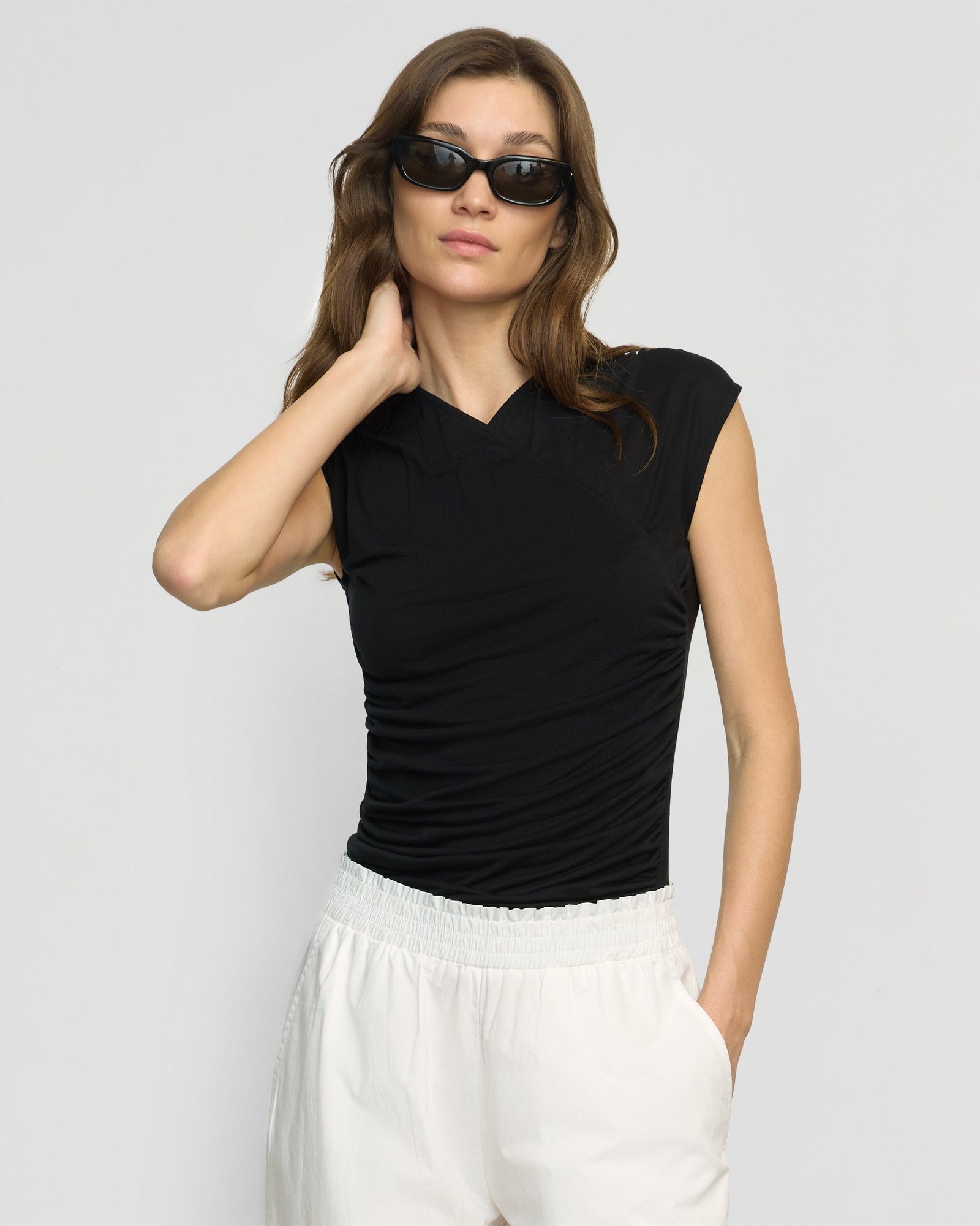 Lila Tencel Wrap-Neck Tee - Image 4