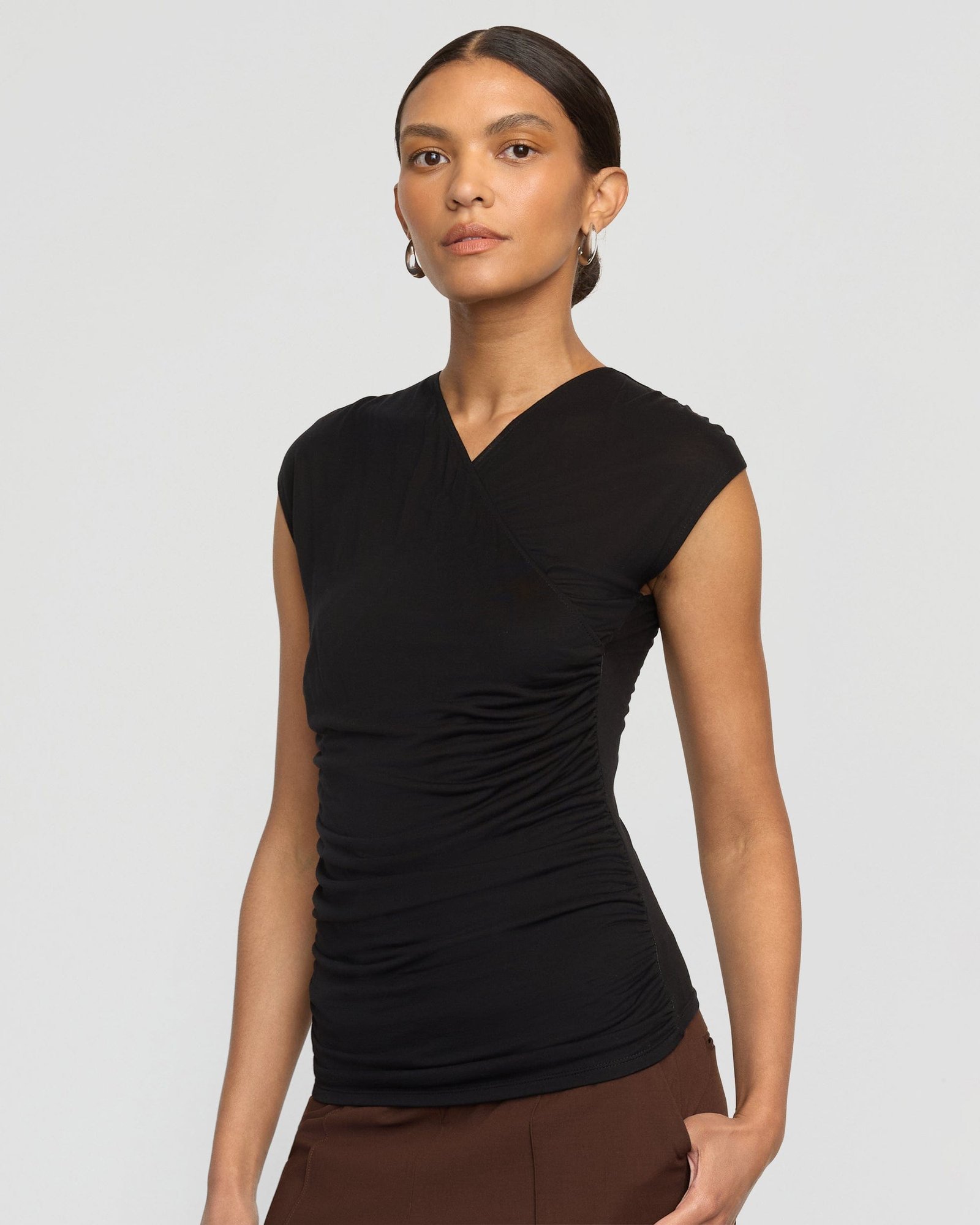Lila Tencel Wrap-Neck Tee - Image 2