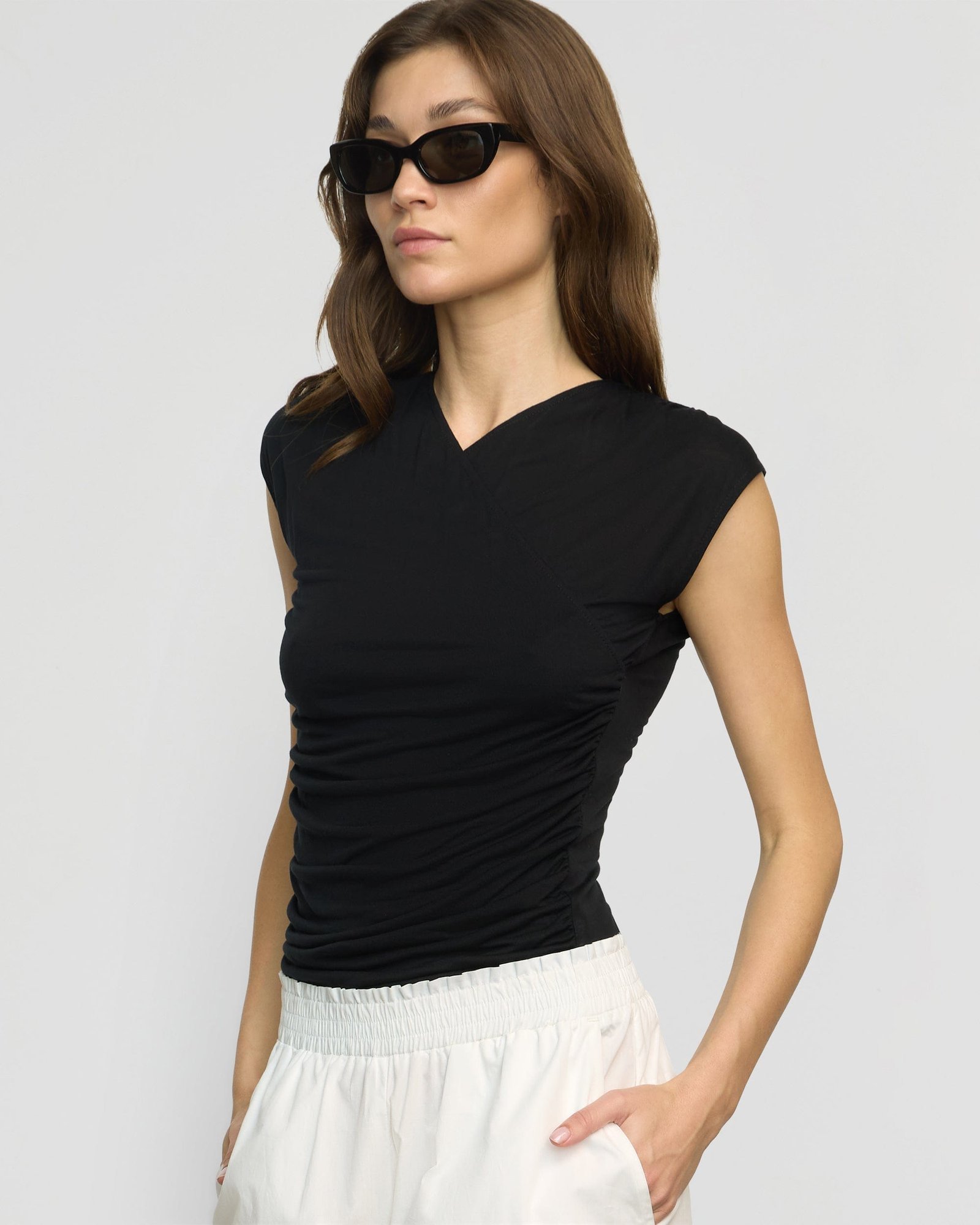 Lila Tencel Wrap-Neck Tee - Image 6