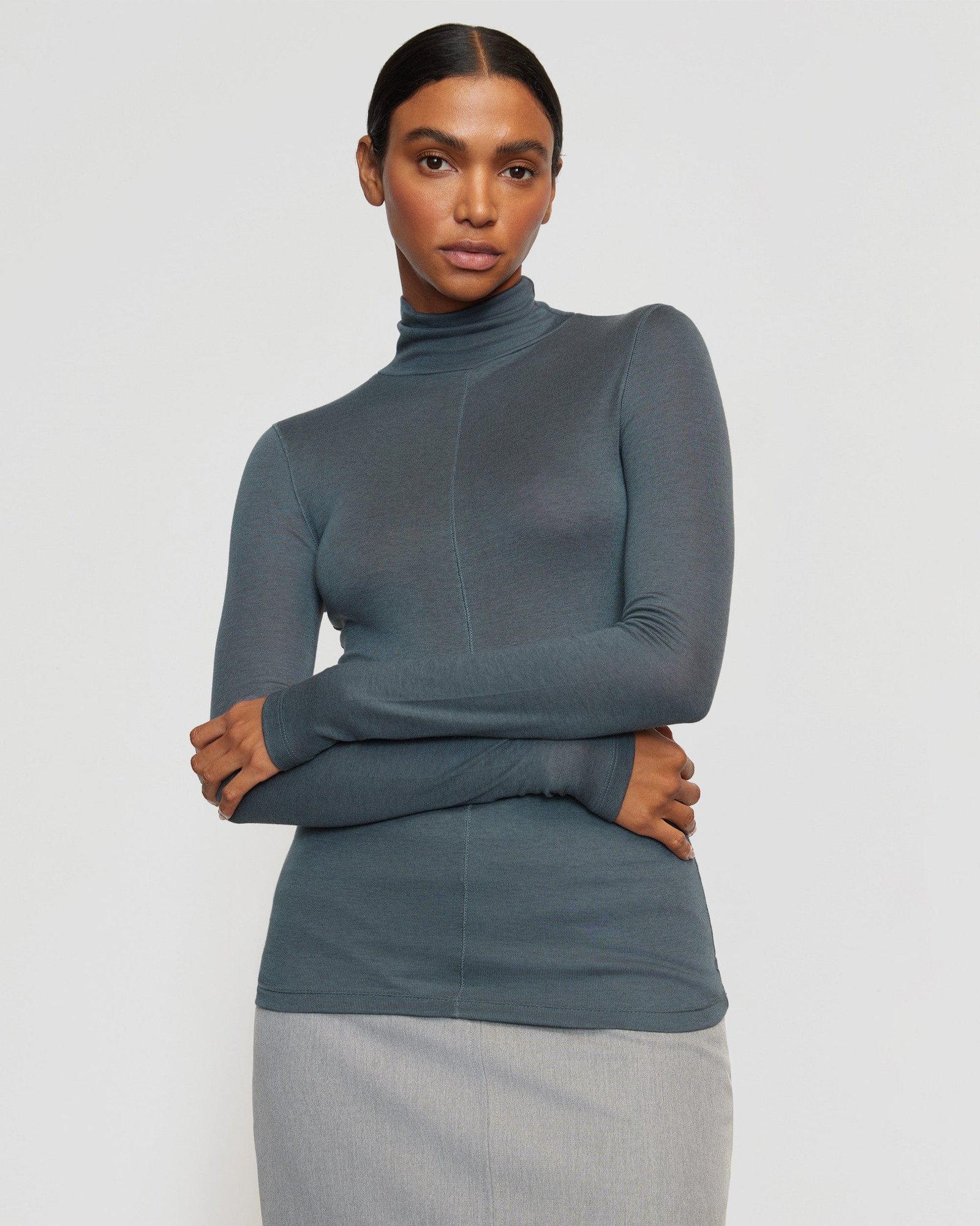 Michi Seam-Detail Tencel-Wool Semi-Sheer Tee - Image 4