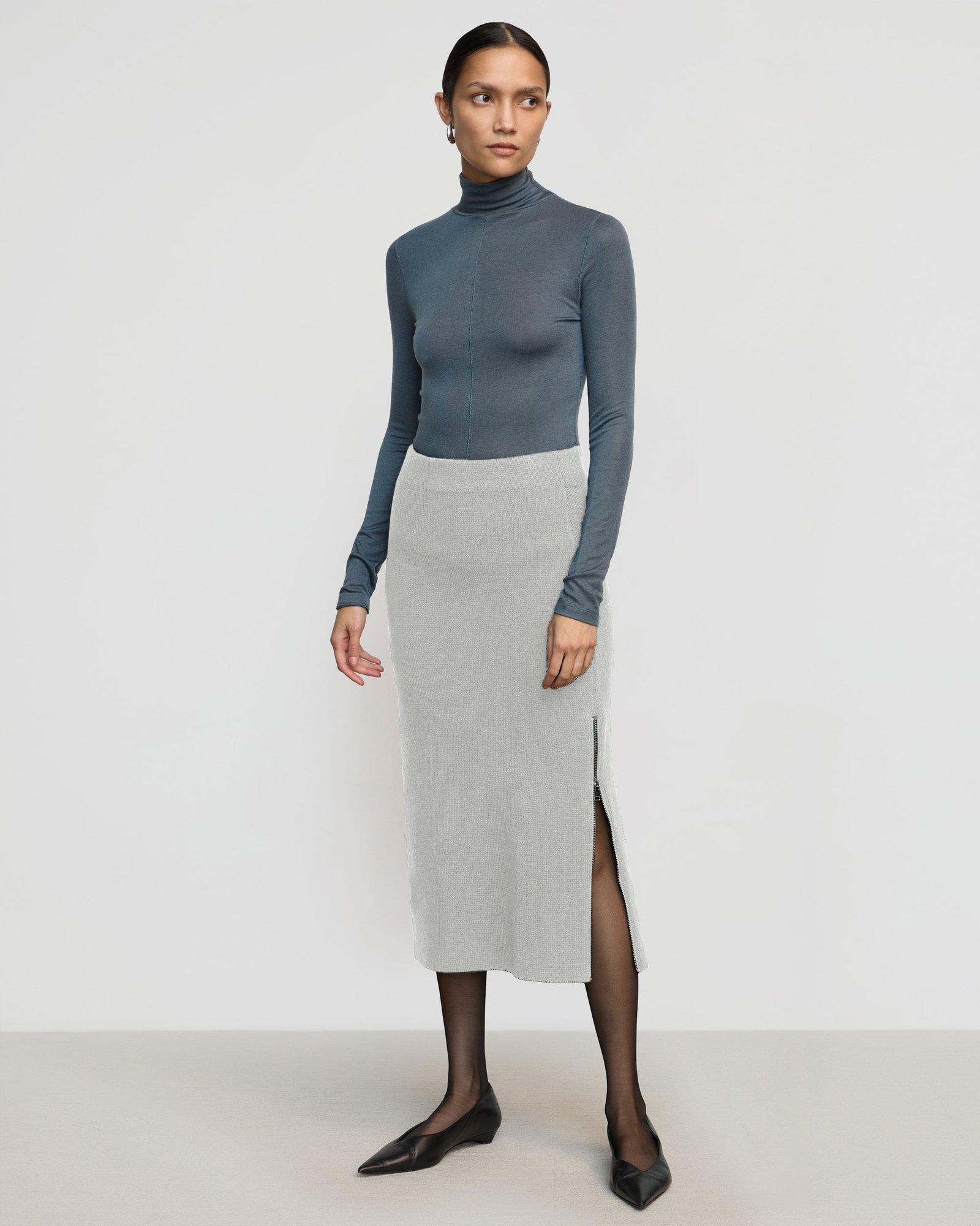 Michi Seam-Detail Tencel-Wool Semi-Sheer Tee - Image 3