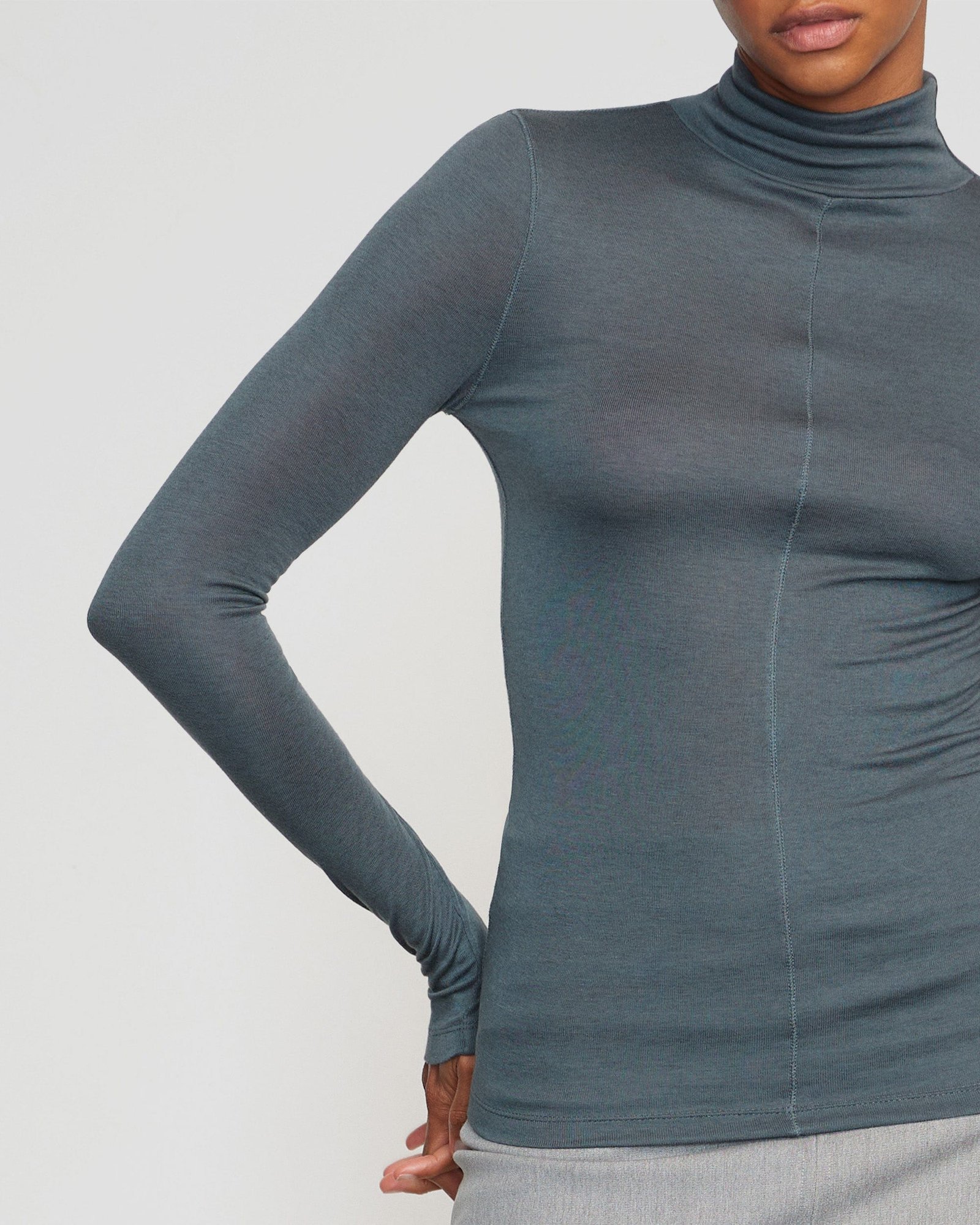 Michi Seam-Detail Tencel-Wool Semi-Sheer Tee - Image 6