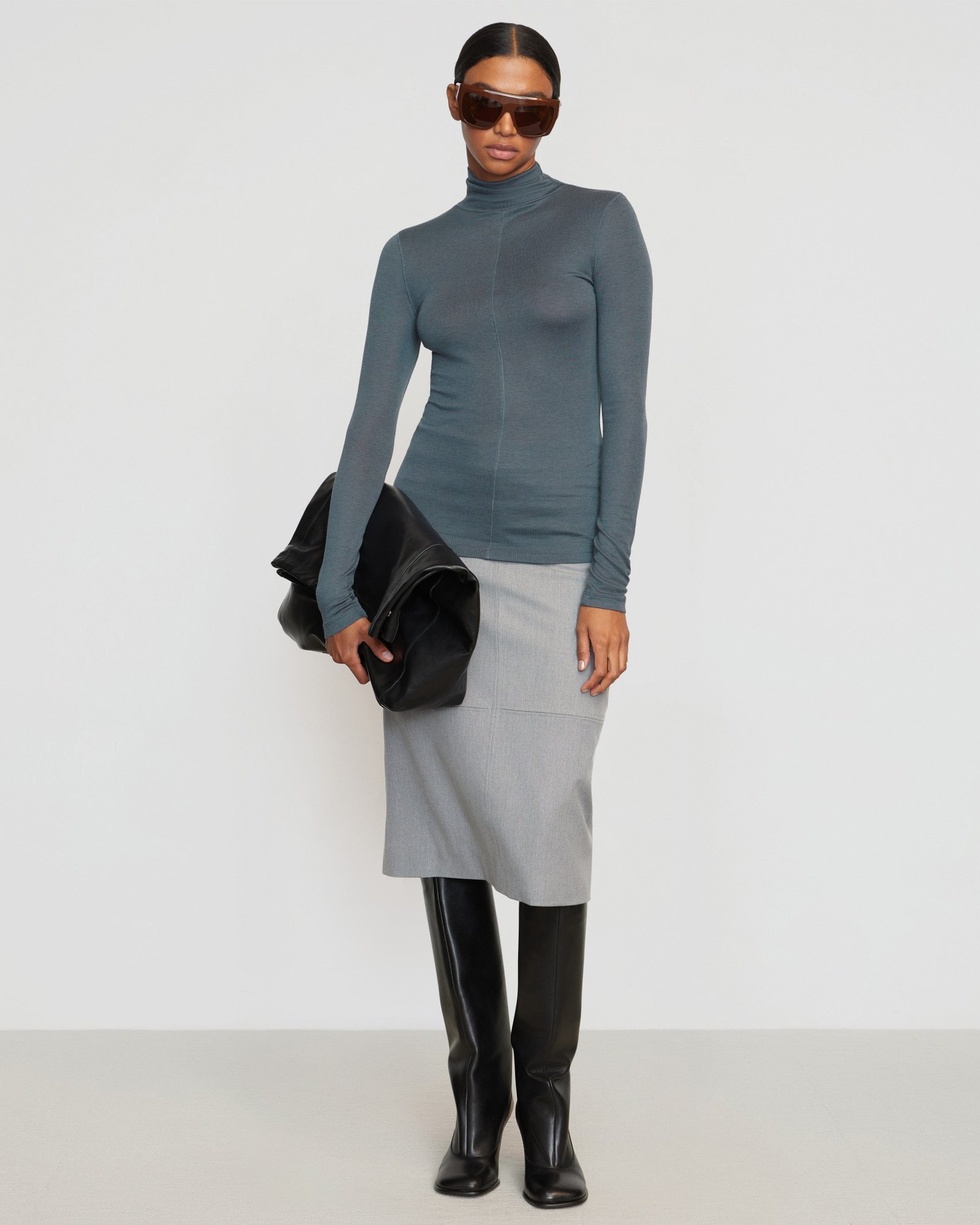 Michi Seam-Detail Tencel-Wool Semi-Sheer Tee - Image 7