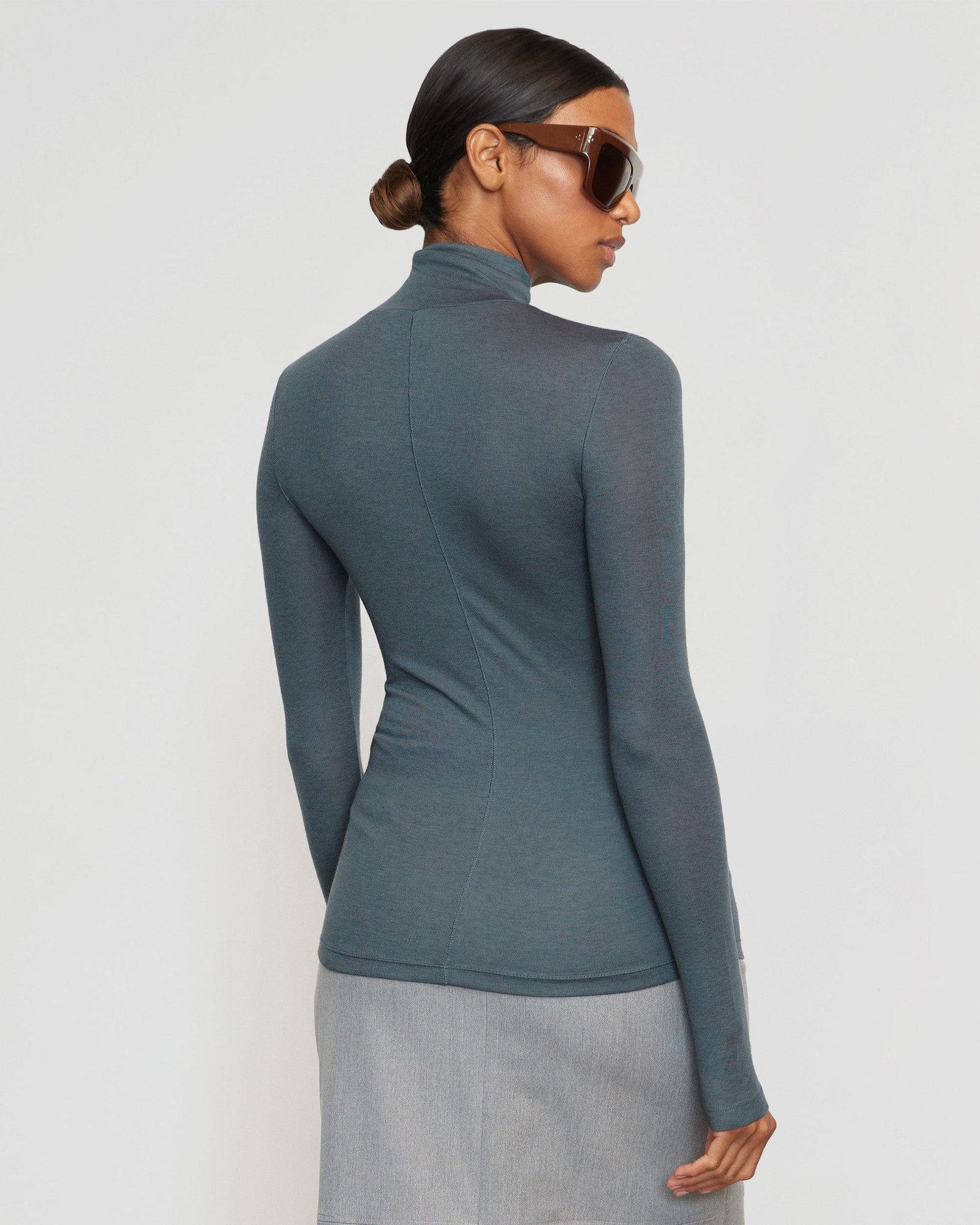 Michi Seam-Detail Tencel-Wool Semi-Sheer Tee - Image 8