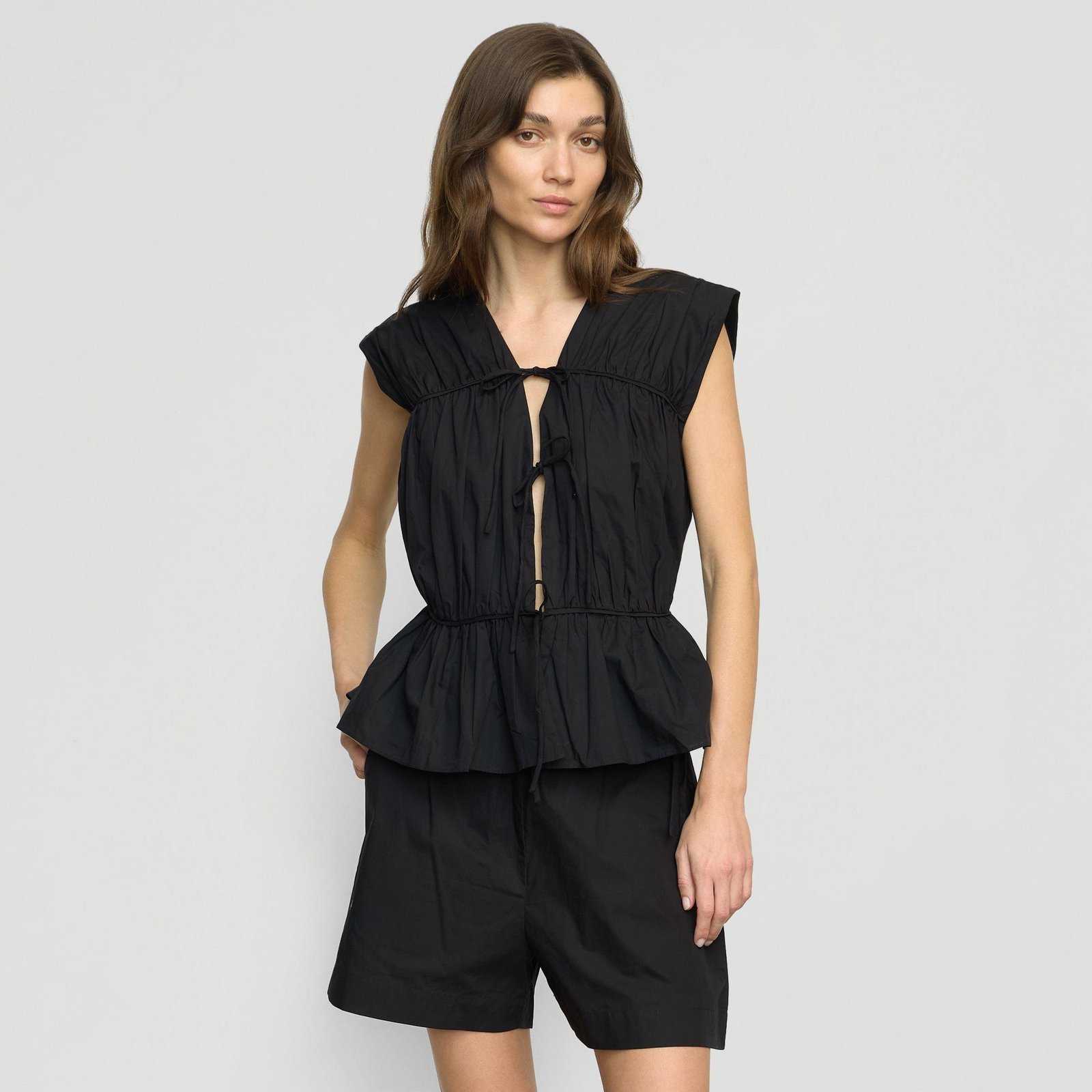 Neha Tie-Front Organic Cotton Blouse