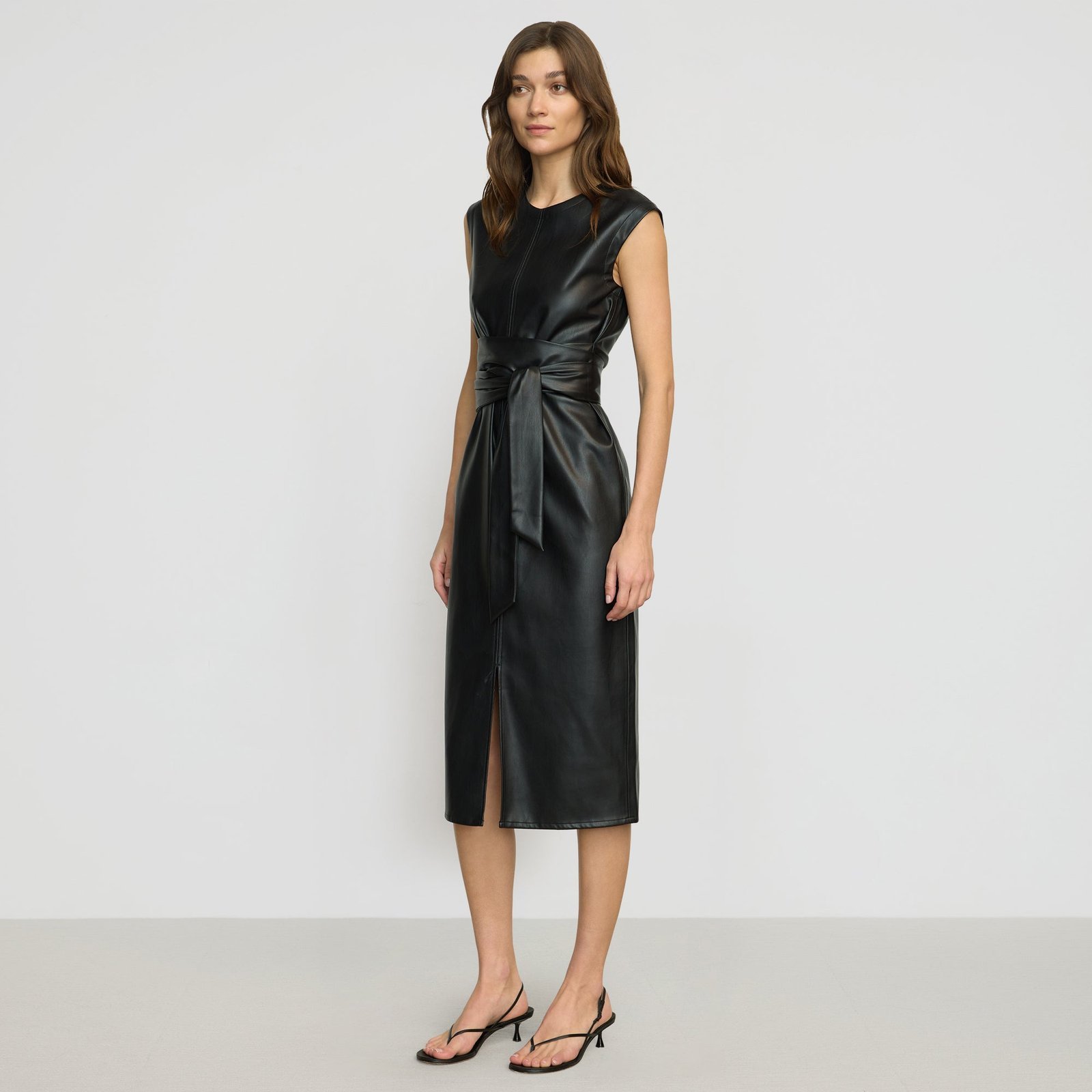 Pilar Vegan Leather Tie-Front Dress