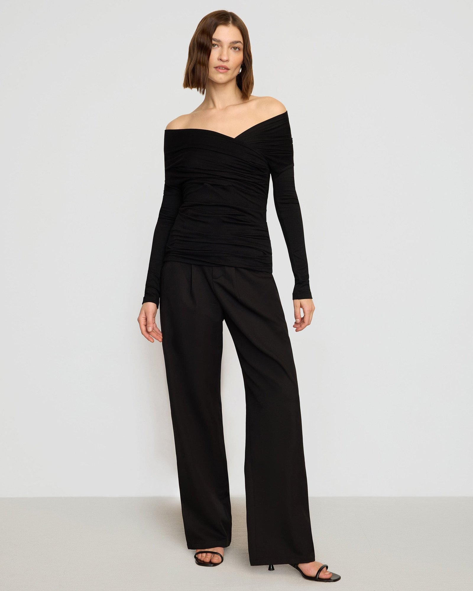 Theresa Ruched Off-Shoulder Long-Sleeve Tee - Image 2