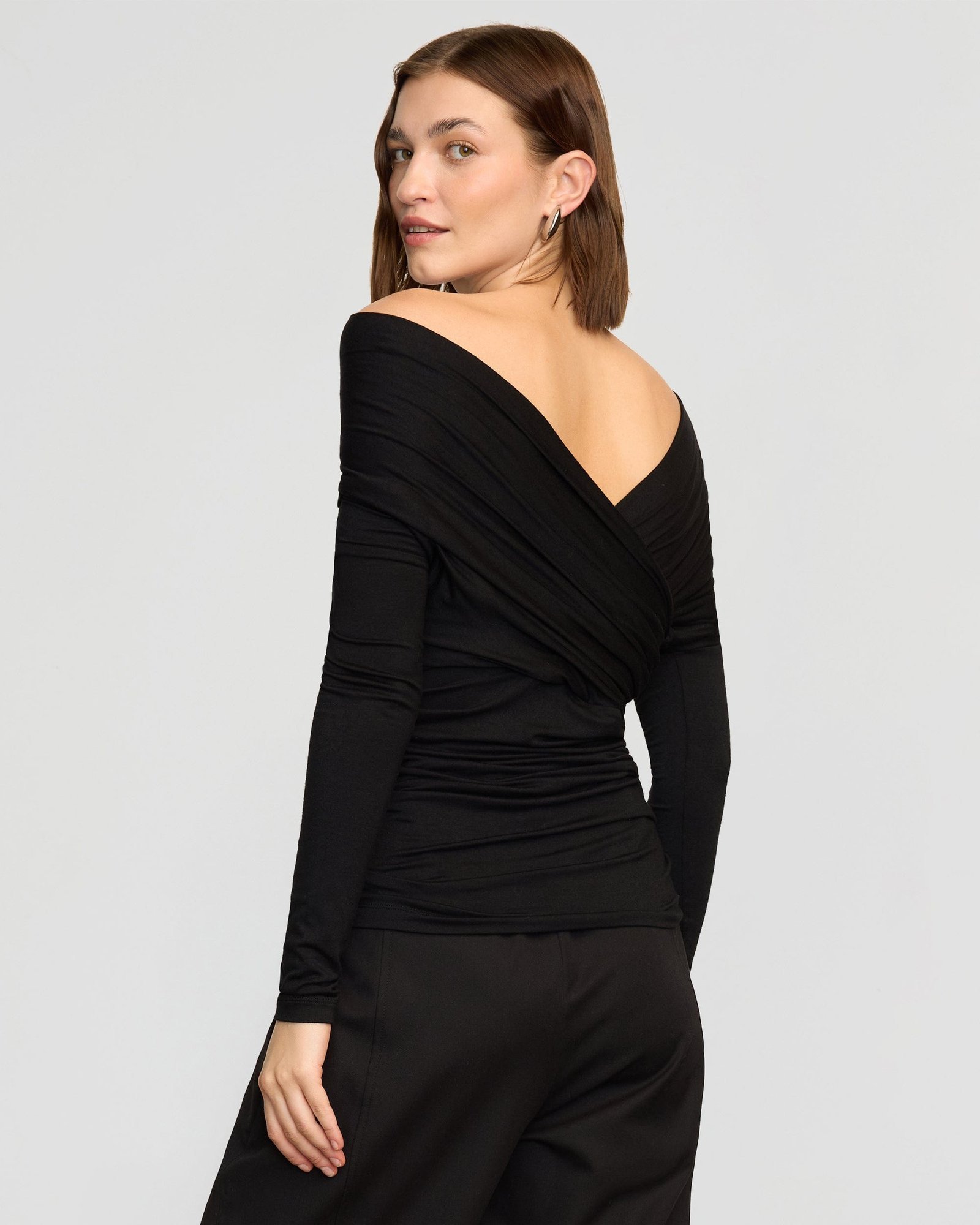Theresa Ruched Off-Shoulder Long-Sleeve Tee - Image 5