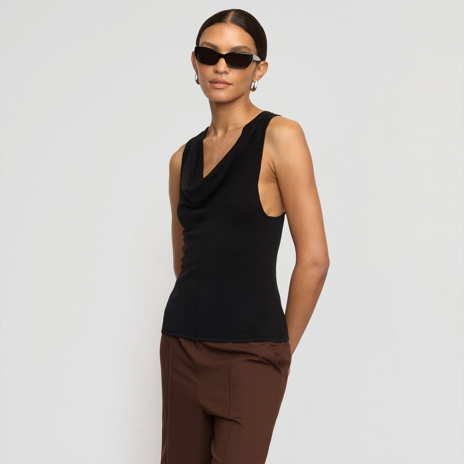 Valerie Cowl-Neck Racerback Knit Top